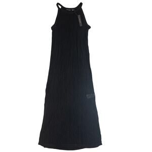 Tahari Black Crochet Dress Swim Cover-up Large NWT Sleeveless Midi Overlay